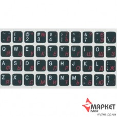 Наклейка на клавіатуру чорна біло-червоні букви